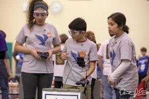 Bryant students presenting during Robotics Competition